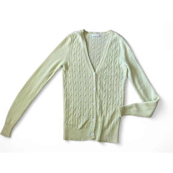 UNGER COLLECTION Women’s M Cashmere cardigan Light yellow Button Up Long Sleeve - Picture 1 of 11